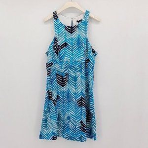 Trina Turk Blue Zebra Zig Zag Stripe Knit Sleeveless Sheath Dress Large 12 NWT